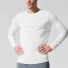 Alo Vapor T-shirt met ronde hals en lange mouwen - Wit