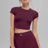 Alosoft Crop Finesse met korte mouwen - Bordeauxrood