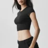 Alosoft Crop Finesse met korte mouwen - Zwart