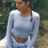 Alosoft Crop Finesse met lange mouwen - Licht Provence-blauw