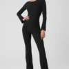 Alosoft Melody lange bootcut-Onesie – zwart