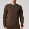 Conquer Reform T-shirt met ronde hals en lange mouwen - Espresso