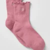 Dames Lettuce Edge-sok - Roze wilde roos