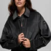 Geribd velours cropped Mountain Side-jasje - Zwart