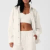 Geribd velours Mountain Side Shacket - Ivoor