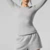 Geribde modal met lange mouwen – Athletic Heather Grey