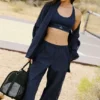 High-Waist Origin Wide Leg Track Pant - marineblauw/zwart