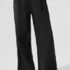 High-Waist trainingsbroek met wijde pijpen - Zwart