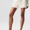 Kashmir High-Waist-korte broek met zachte wafelstof - ivoor