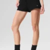 Kashmir High-Waist plush waffle korte broek - Zwart