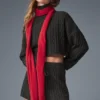Kasjmier sjaal met lichte frosted-afwerking - rood lint