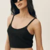 Korte Heat Wave-tanktop van zijde en kasjmier - Zwart