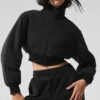 Polar Fleece Cropped Wintry Mix-jas - Zwart