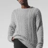 Trui met rondhals en kabelpatroon - Athletic Heather Grey