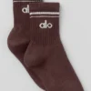 Unisex halfhoge retro-sok – Brownstone/wit