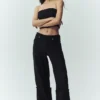 Wool Blend Nightcap broek met wijde pijpen - Zwart