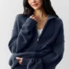 Wool Cashmere New Class Hoodie met volledige ritssluiting - Navy