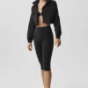 16" Capri met High-Waist Airbrush-effect – Zwart