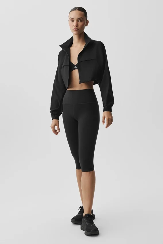 16" Capri met High-Waist Airbrush-effect – Zwart