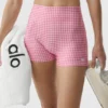 3" Airlift Gingham High-Waist strakke korte broek - Paradise Pink Gingham