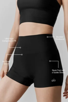 3″ Airlift High-Waist Sleek Korte broek – Zwart