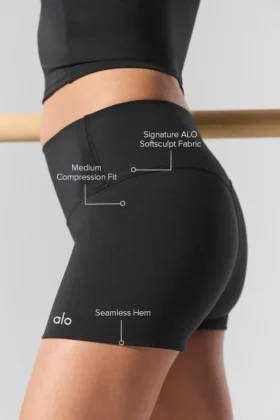 3″ Alo Softsculpt High-Waist Precision-korte broek – Zwart