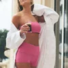 3" Alo Softsculpt laag uitgesneden korte broek met omgeslagen tailleband – Paradise Pink