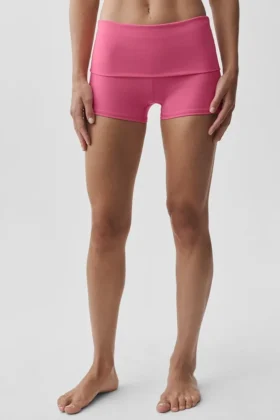 3″ Alo Softsculpt laag uitgesneden korte broek met omgeslagen tailleband – Paradise Pink