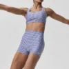3" High-Waist Airlift Gingham strakke korte broek - Navy Gingham