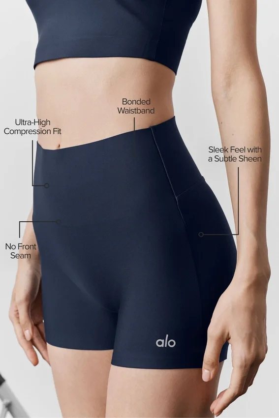 3" High-Waist Airlift strakke korte broek - Navy