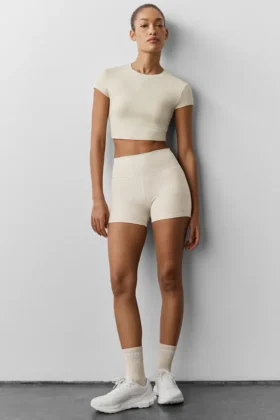 3" High-Waist Alosoft Carefree Short - Oatmeal Heather