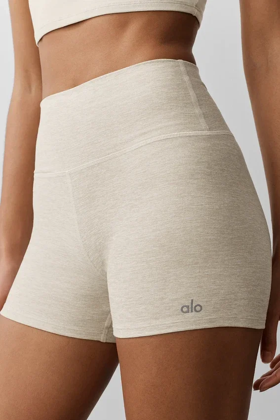 3" High-Waist Alosoft Carefree Short - Oatmeal Heather