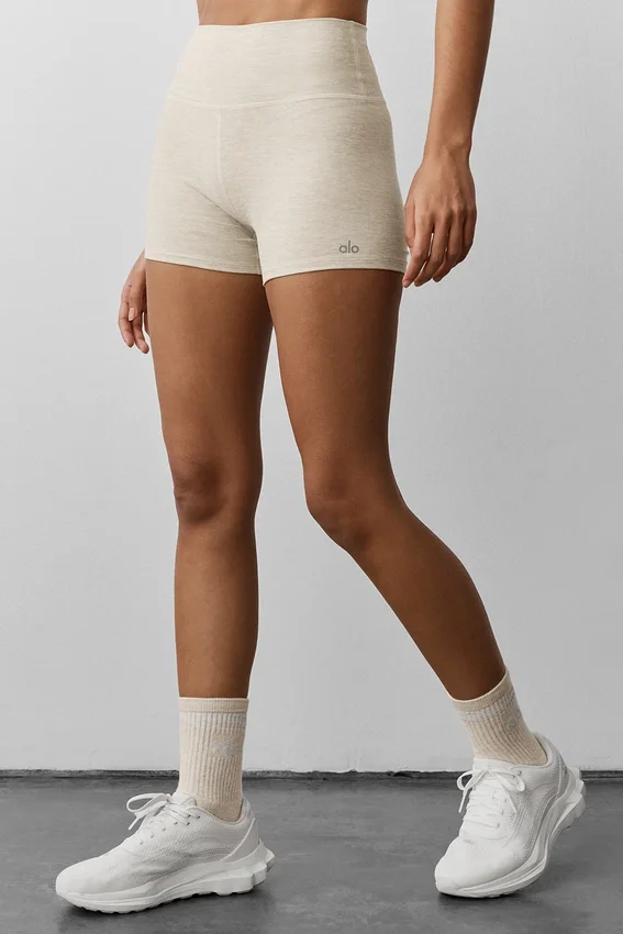 3" High-Waist Alosoft Carefree Short - Oatmeal Heather