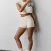 3" High-Waist Alosoft Carefree Short - Oatmeal Heather