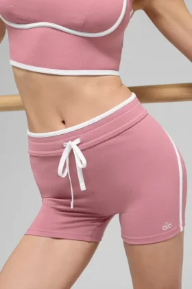 4″ Airbrush Race Pace-korte broek met High-Waist – Pink Wild Rose/White