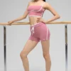 4" Airbrush Race Pace-korte broek met High-Waist – Pink Wild Rose/White