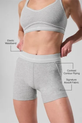 4” Alosoft High-Waist Heart Throb Korte broek – Athletic Heather Grey/White