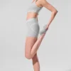 4” Alosoft High-Waist Heart Throb Korte broek - Athletic Heather Grey/White