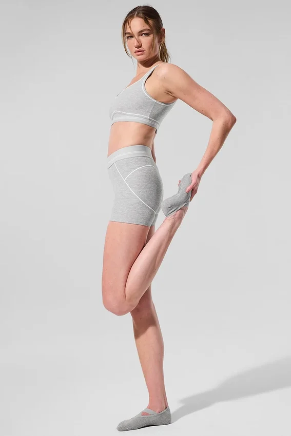 4” Alosoft High-Waist Heart Throb Korte broek - Athletic Heather Grey/White