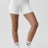 4" High-Waist Airbrush-korte broek met hartjesprint - Wit/Zwart