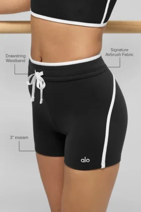 4″ High-Waist Airbrush Race Pace-korte broek – Zwart/Wit