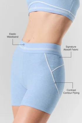4” High-Waist Alosoft Heart Throb Short – Seashell Blue Heather/White