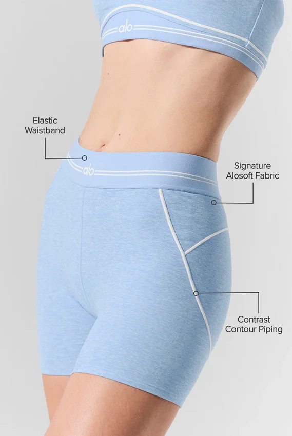 4” High-Waist Alosoft Heart Throb Short - Seashell Blue Heather/White