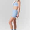 4” High-Waist Alosoft Heart Throb Short - Seashell Blue Heather/White