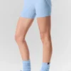 4” High-Waist Alosoft Heart Throb Short - Seashell Blue Heather/White