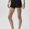 4" Naadloze geribde modal High-Waist korte broek - Zwart