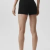 4" Naadloze geribde modal High-Waist korte broek - Zwart