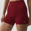 4" naadloze modal geribbelde High-Waist korte broek - Summer Romance Red