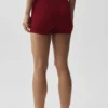 4" naadloze modal geribbelde High-Waist korte broek - Summer Romance Red