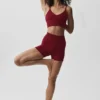 4" naadloze modal geribbelde High-Waist korte broek - Summer Romance Red